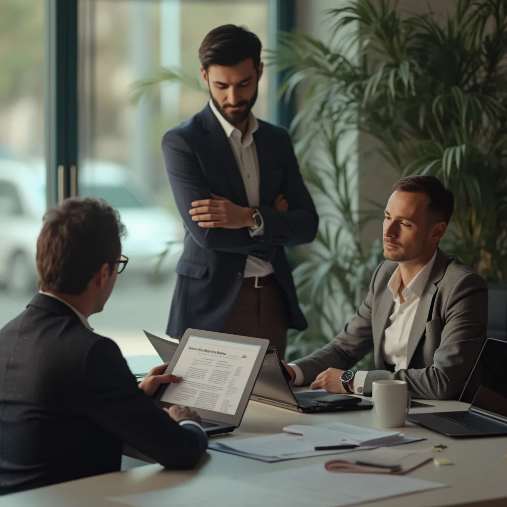 Consultores empresariales atendiendo consultas en oficina